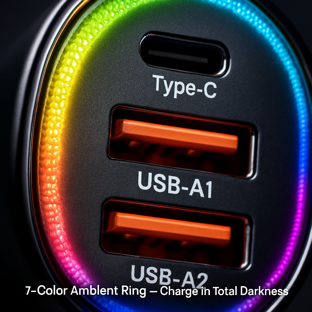 3-Port Fast Charge Car Charger with Type-C