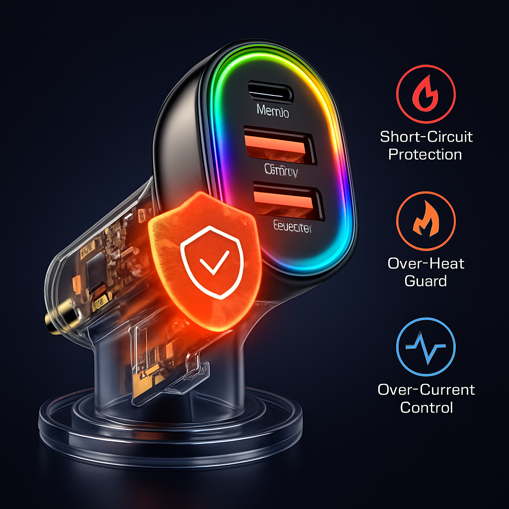 3-Port Fast Charge Car Charger with Type-C