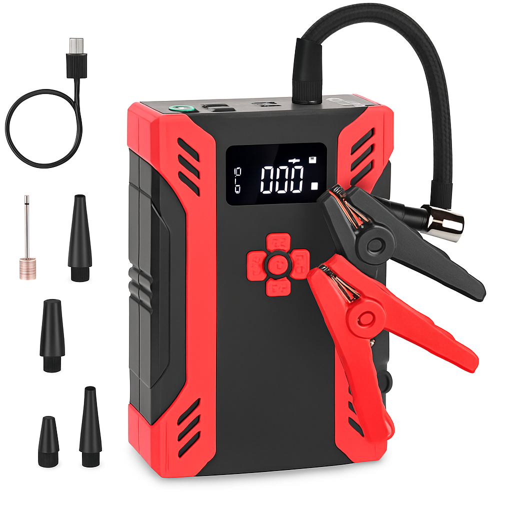 Car Jump Starter with Air Compressor - 12V Vehicle Booster