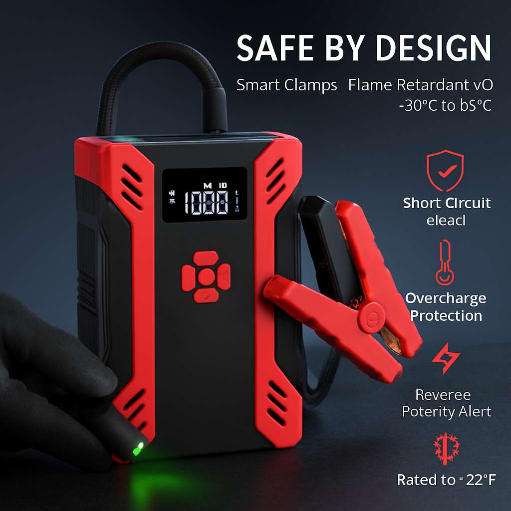 Car Jump Starter with Air Compressor - 12V Vehicle Booster