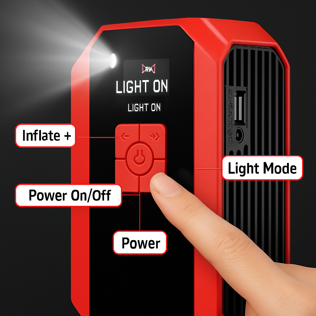 Portable Car Jump Starter with Air Compressor