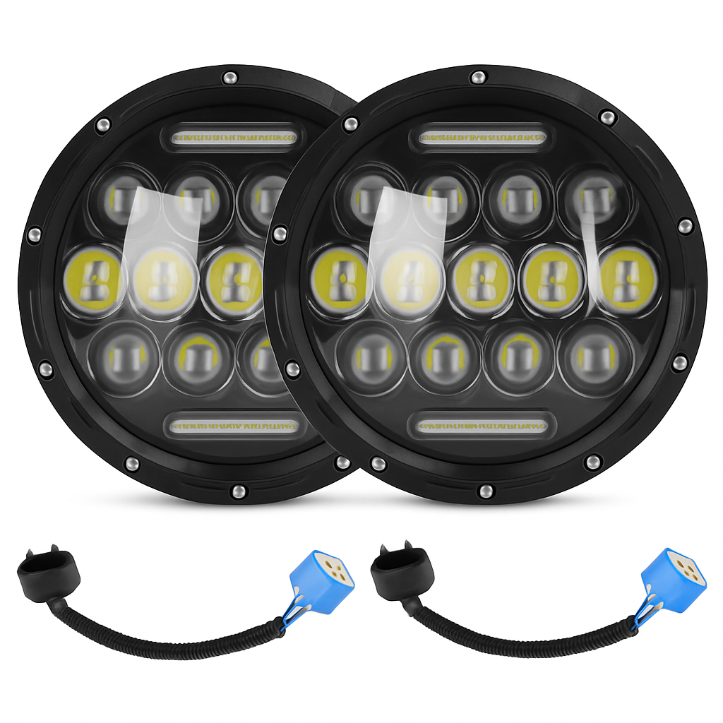 7In Round LED Headlight for Jeep Wrangler TJ JK CJ Plug-Play