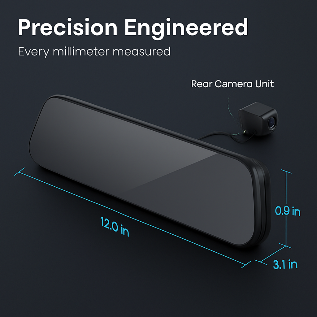 Car Dash Cam 4K 12in Dual Lens with Night Vision