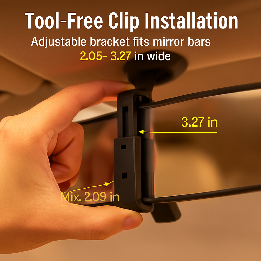Rear View Mirror Clip-On for Cars - Wide Angle