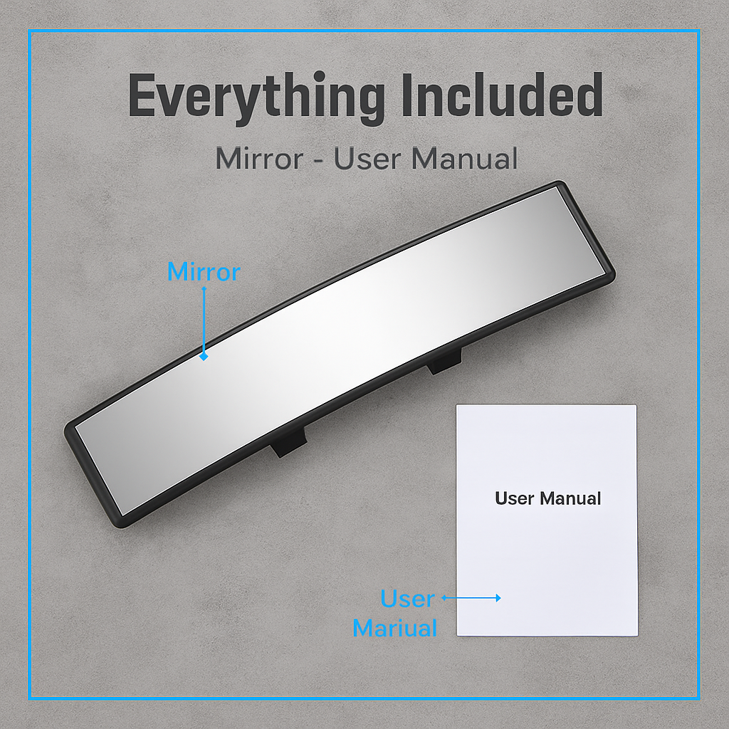 Rear View Mirror Clip-On for Cars - Wide Angle