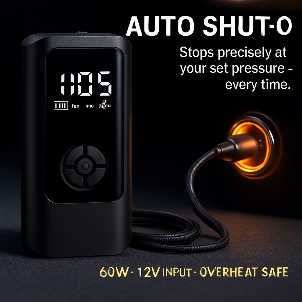 Car Tire Inflator Pump with LED Light, Portable Air Pump