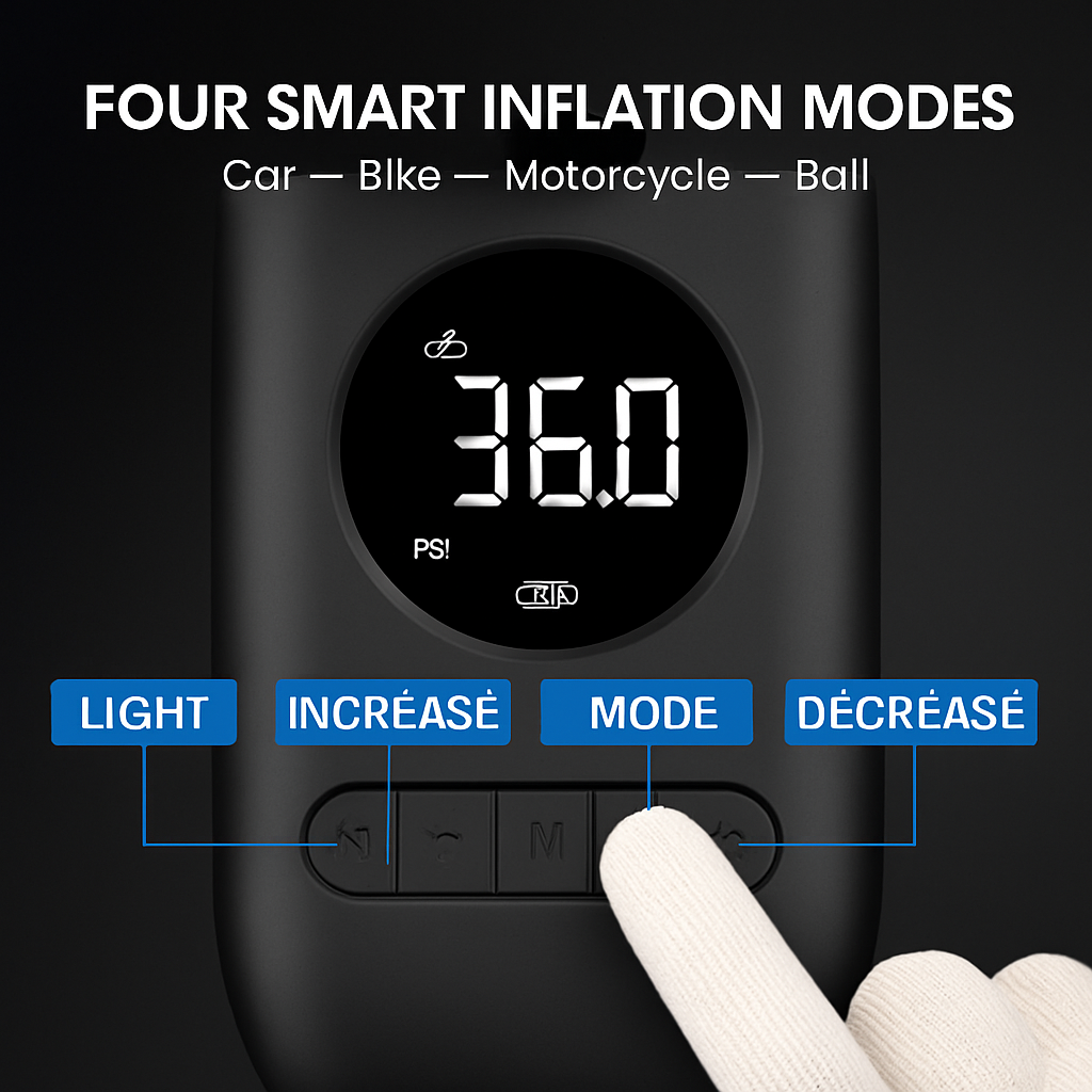 Car Tire Inflator Pump - Portable Wireless Air Compressor