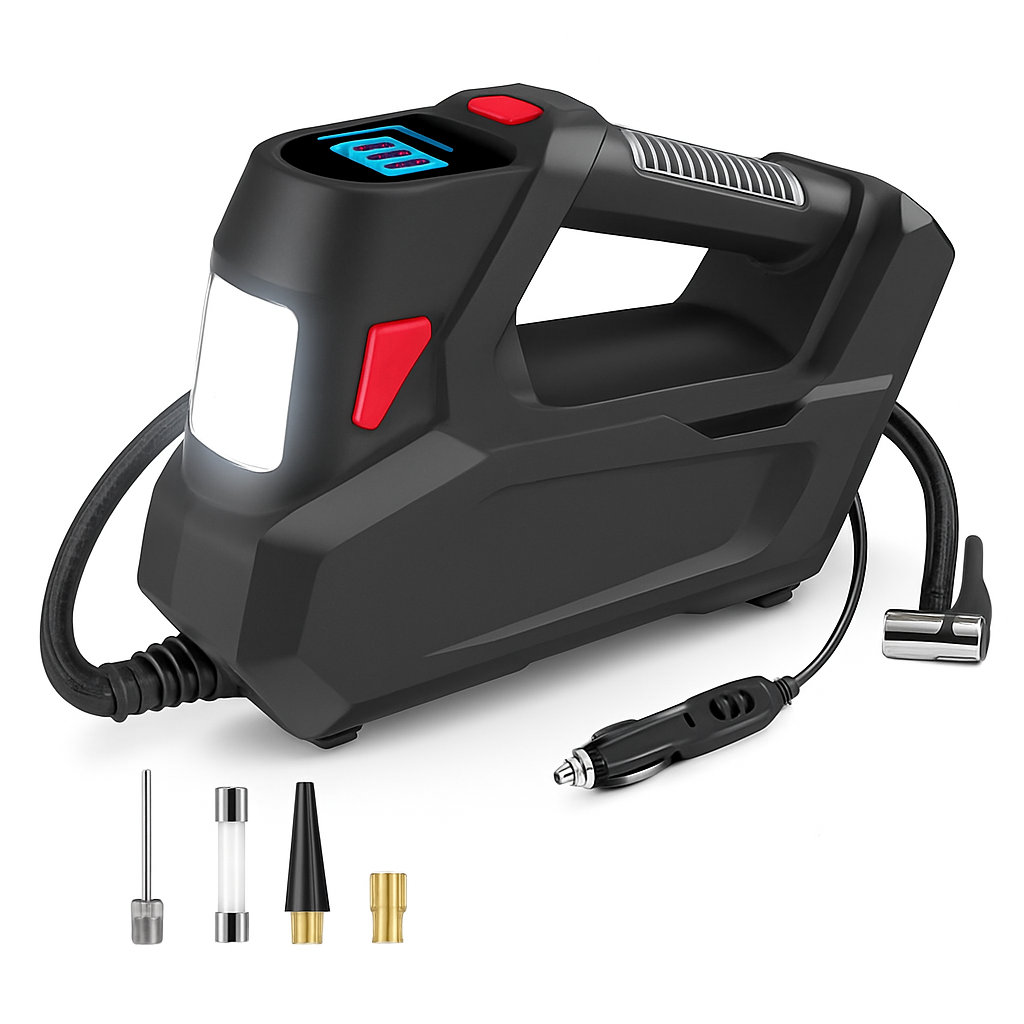 Portable Tire Inflator with Digital Display & LED Light