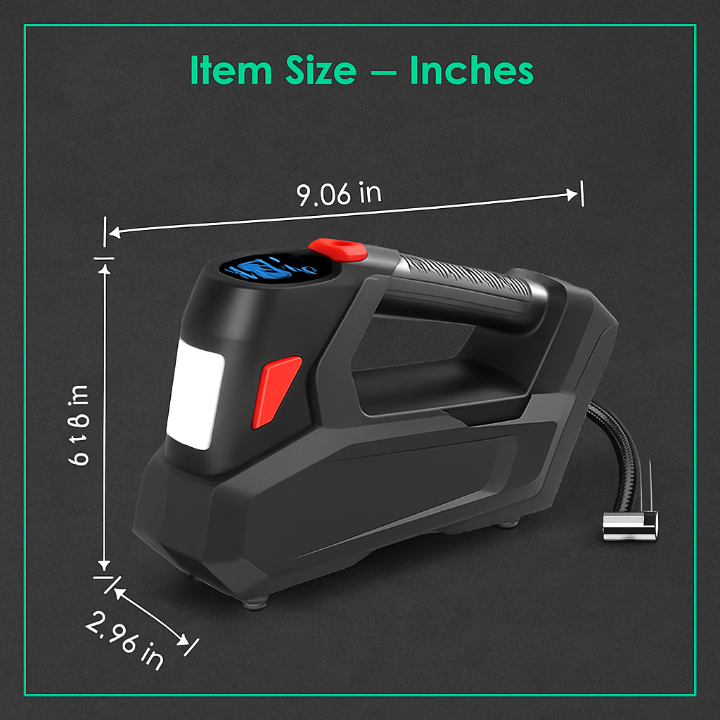 Portable Tire Inflator with Digital Display & LED Light