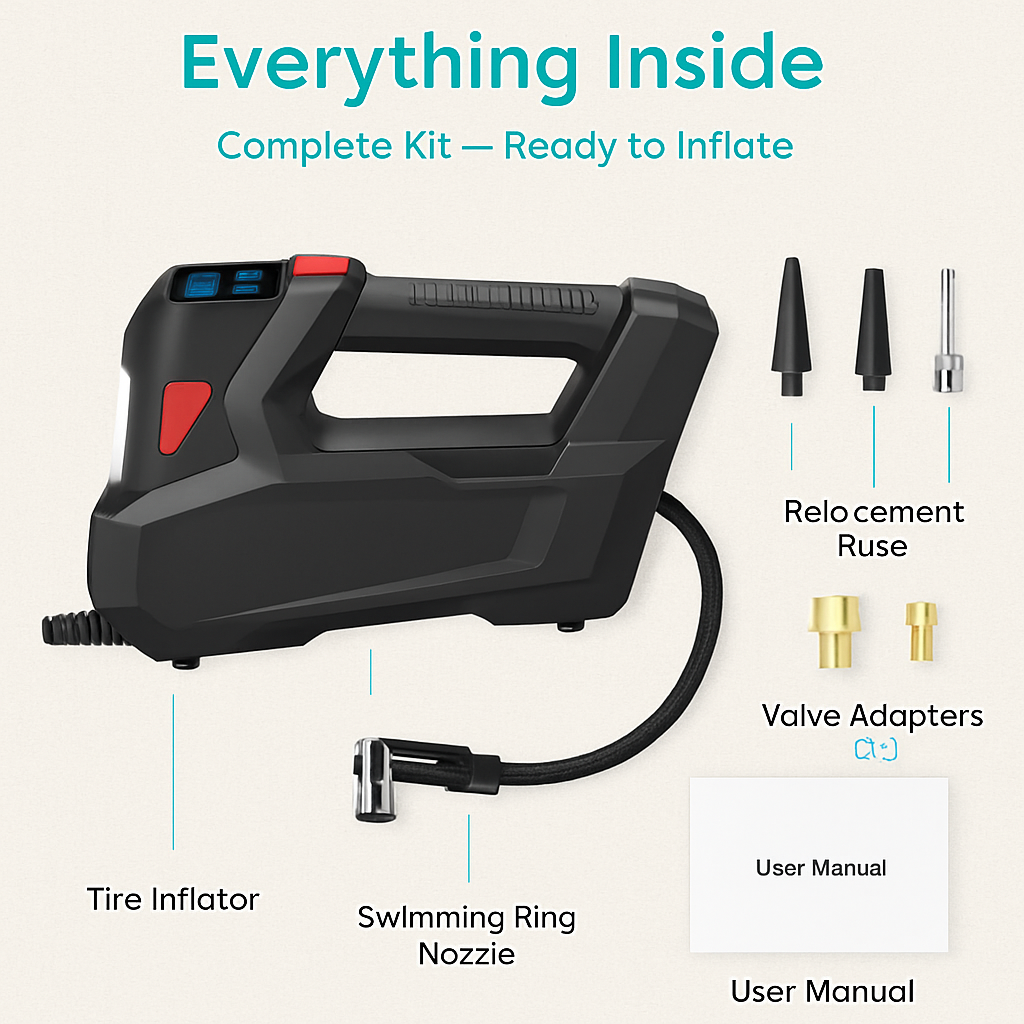 Portable Tire Inflator with Digital Display & LED Light