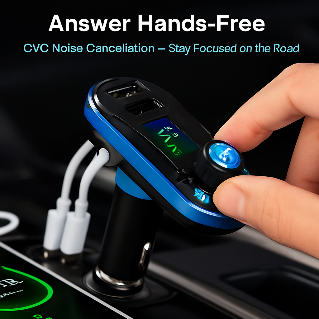 Car Wireless FM Transmitter Dual USB Charger Hands-free Call MP3 Player Aux-in LED Display Remote Controller