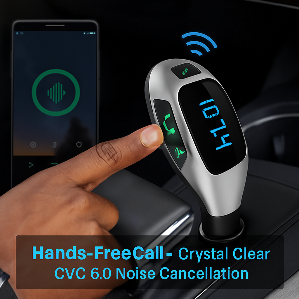 Car FM Wireless Transmitter USB Charge Hands-free Call MP3 Player Supports U Disk TF Card Reading