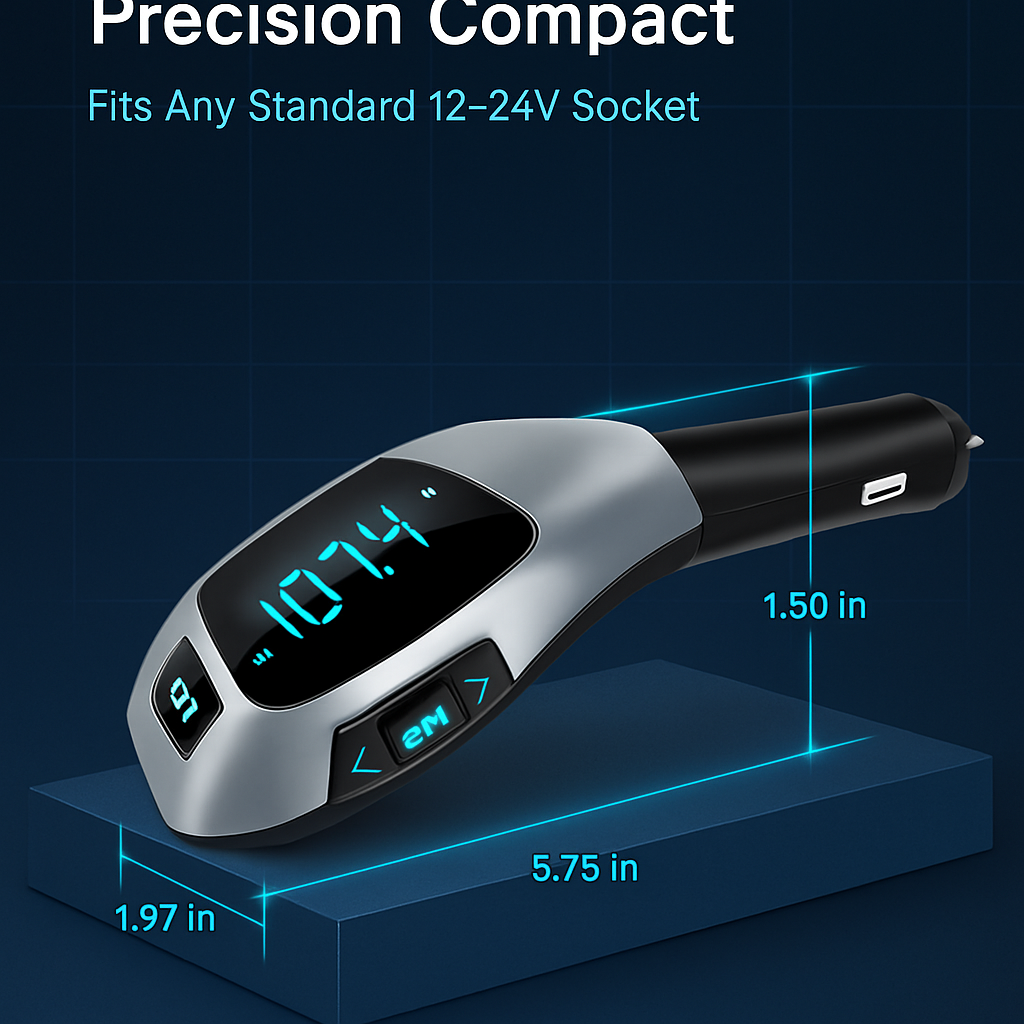 Car FM Wireless Transmitter USB Charge Hands-free Call MP3 Player Supports U Disk TF Card Reading