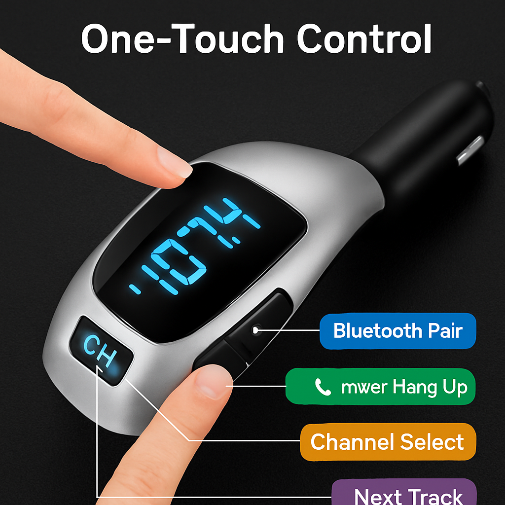 Car FM Wireless Transmitter USB Charge Hands-free Call MP3 Player Supports U Disk TF Card Reading