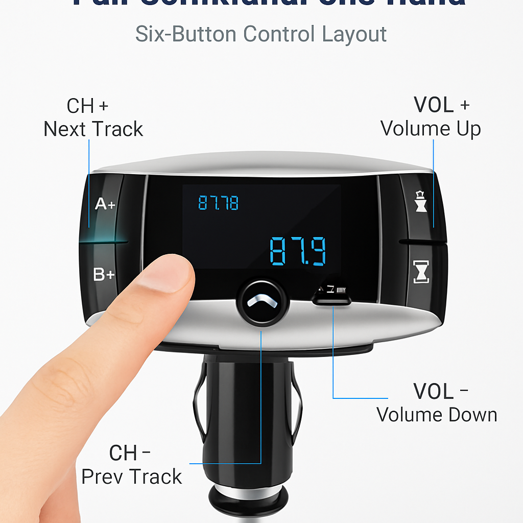 Car Wireless FM Transmitter USB Charger Hands-free Call MP3 Player SD Card Reading Aux-in LED Display Remote Controller