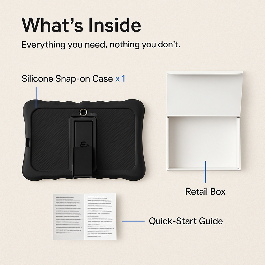 Shock-resistant Silicone Snap-on Case with Stand for 7” Tablets