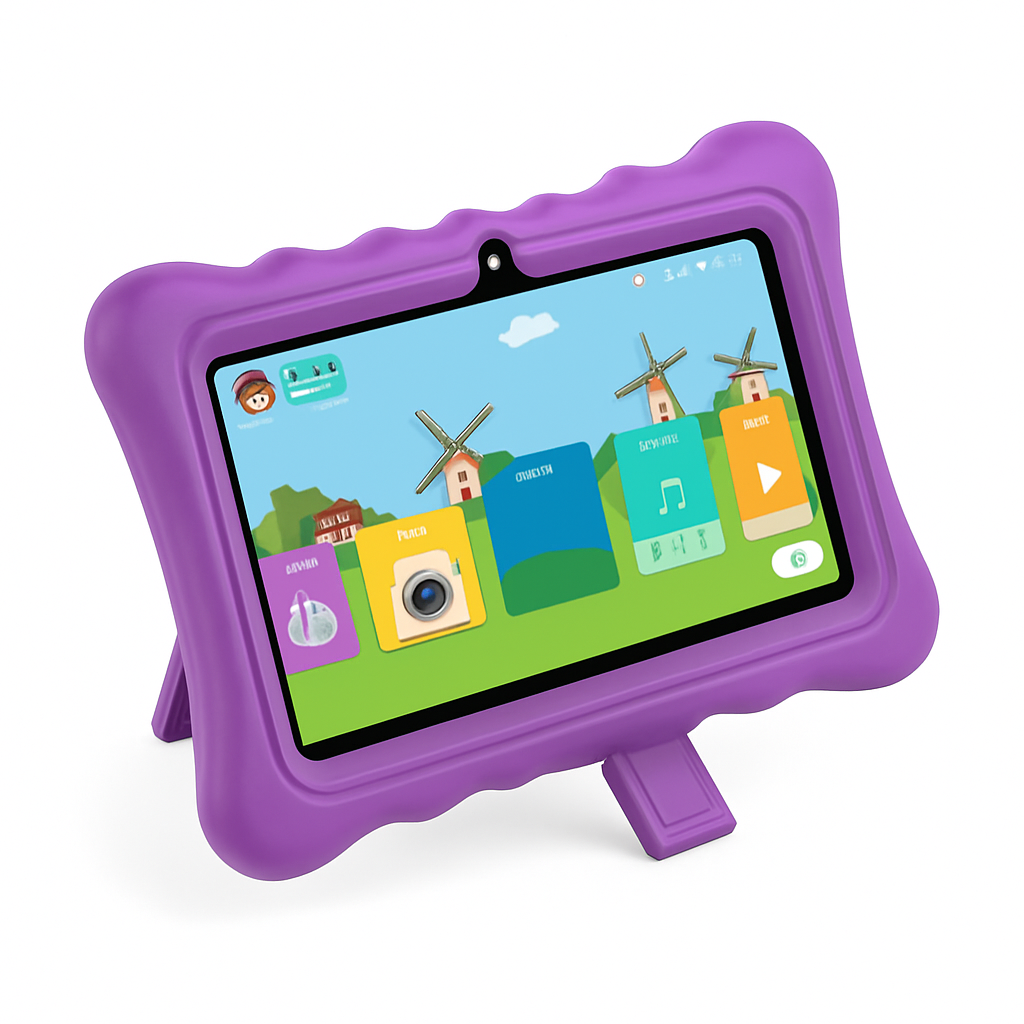 Shock-resistant Silicone Snap-on Case with Stand for 7” Tablets
