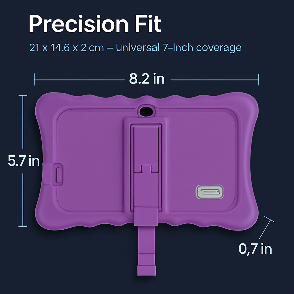 Shock-resistant Silicone Snap-on Case with Stand for 7” Tablets