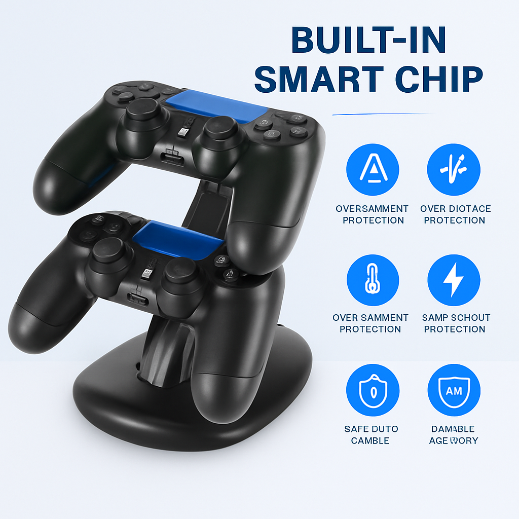 Charging Dock Station Dual Micro USB Charger Stand For PS4 Pro/PS4 Slim Gamepad Controller Handle Charging Station w/ Blue Indicator Game Lovers