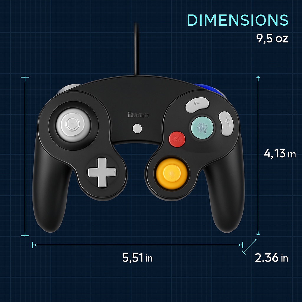 Shock Wired Game Controller for Nintendo Wii and GameCube