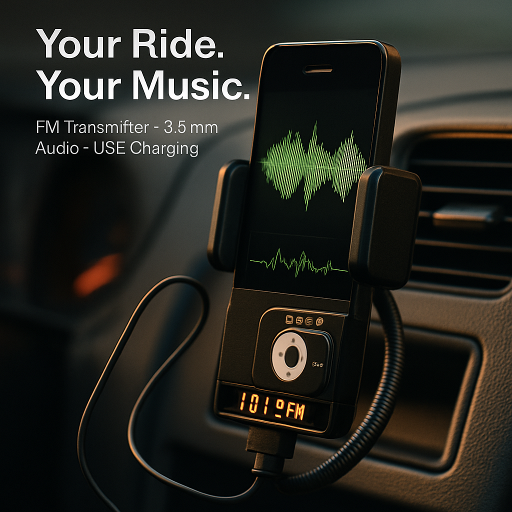 FM Transmitter Hands-free Car Charger for Smartphones