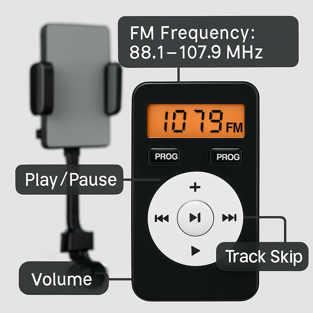 FM Transmitter Hands-free Car Charger for Smartphones