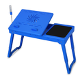 Foldable Laptop Table Bed Notebook Desk w/Cooling Fan Mouse Board LED light 4 x USB Ports Breakfast Snacking Tray with Storage Groove For Home Office