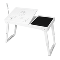 Foldable Laptop Table Bed Notebook Desk w/Cooling Fan Mouse Board LED light 4 x USB Ports Breakfast Snacking Tray with Storage Groove For Home Office