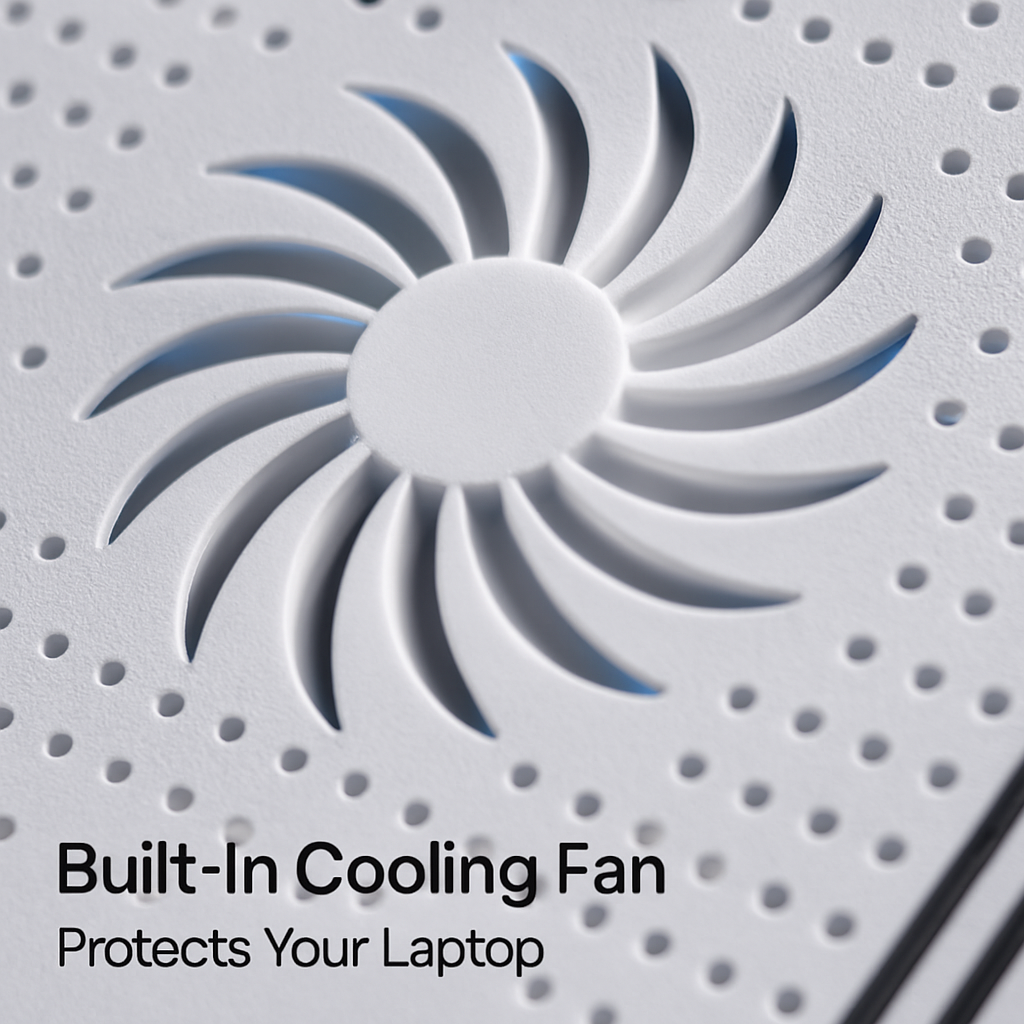 Foldable Laptop Table Bed Notebook Desk w/Cooling Fan Mouse Board LED light 4 x USB Ports Breakfast Snacking Tray with Storage Groove For Home Office