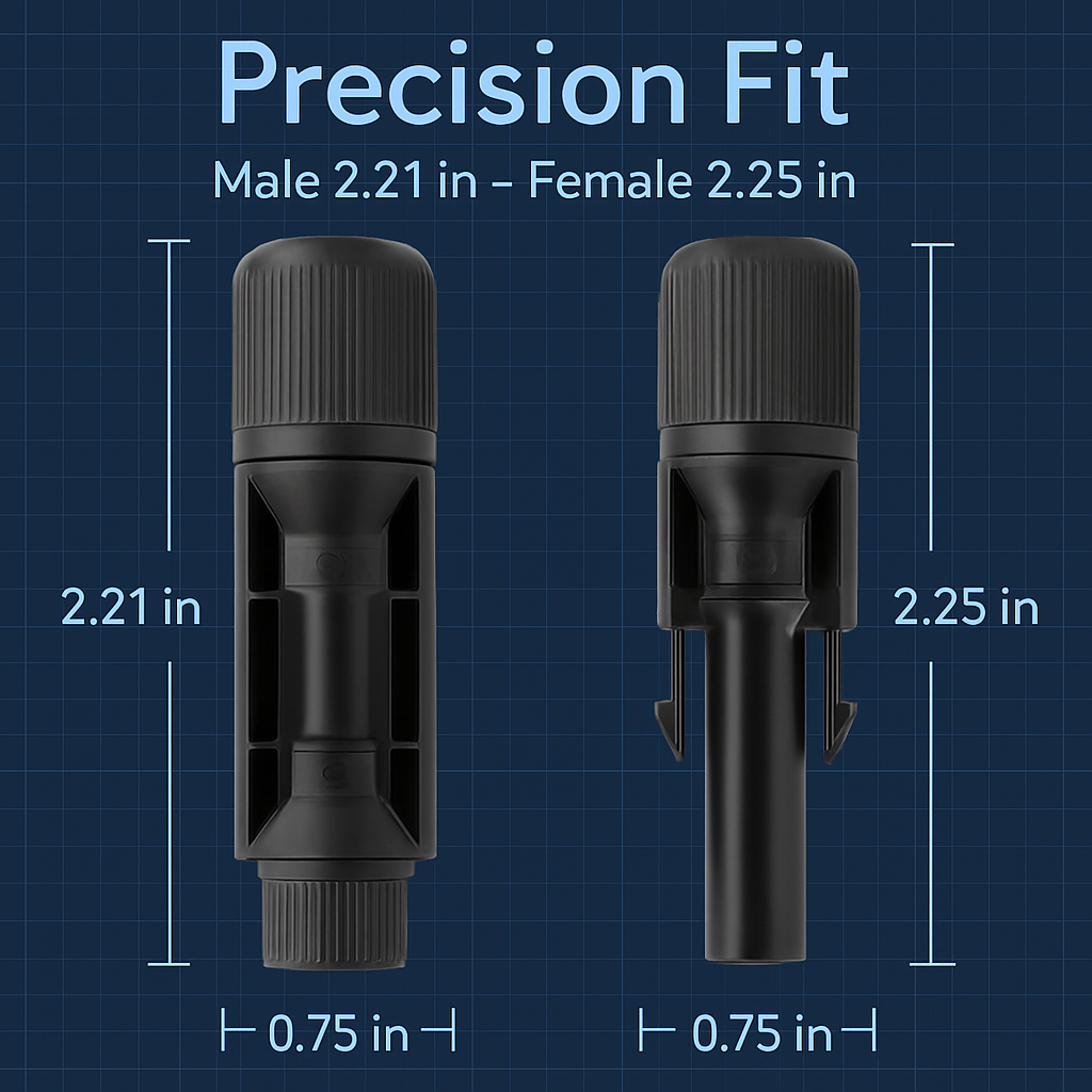 Solar Panel Connectors - IP67 Waterproof Male/Female Pair