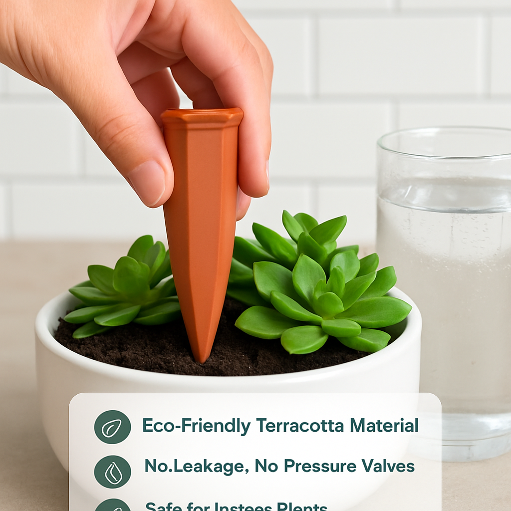 Terracotta Plant Watering Spikes - Automatic Self-Watering Stakes