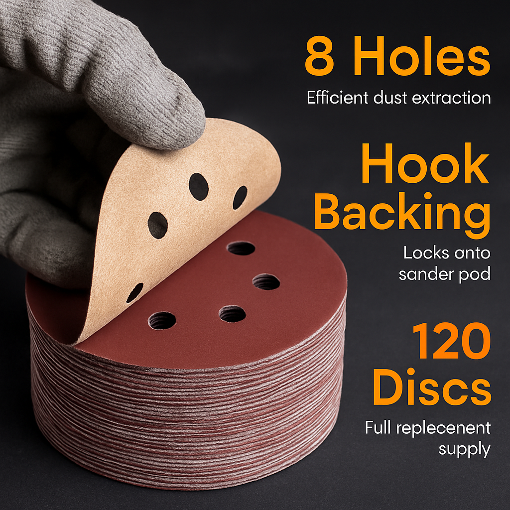 5-Inch Round Sanding Discs, 8-Hole for Orbital Sander