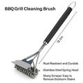 Grill Cleaning Brush with Scraper for Stainless Grates