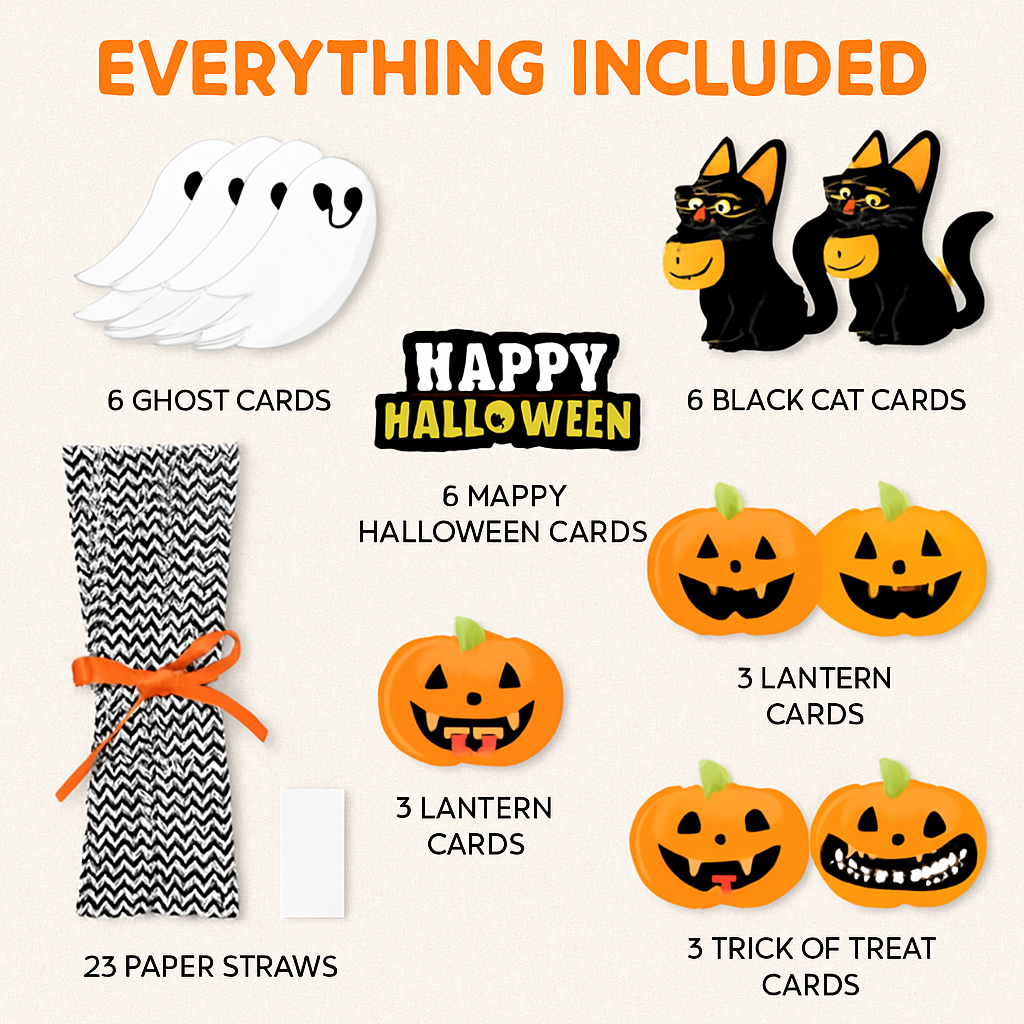 Halloween Striped Paper Straws for Party Decor