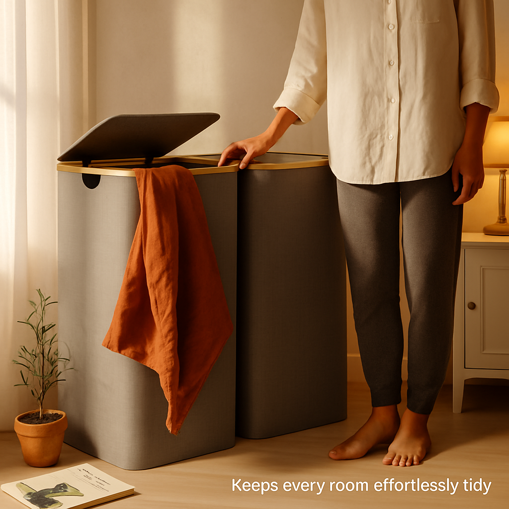 Collapsible Laundry Hamper with Lid – Foldable Basket