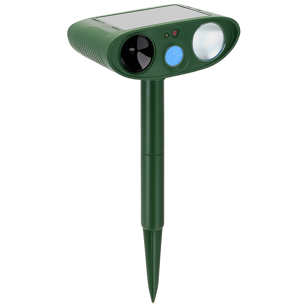 Solar Ultrasonic Animal Repeller with Flashing Light