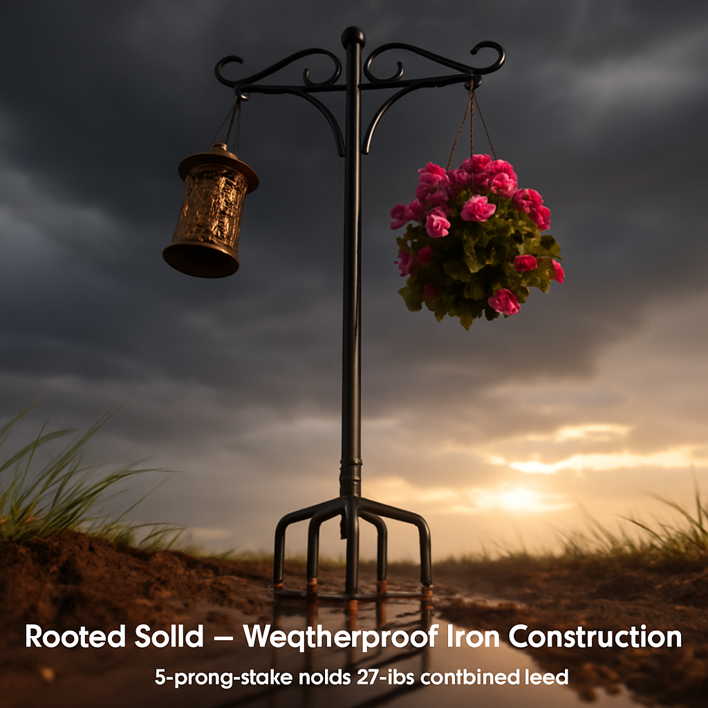 2 Packs 91in Heavy Duty Double Shepherds Hook Bird Feeder Pole Garden Hanging Holder with 5 Adjustable Height 5 Prong Base for Bird Feeder Garden Plan