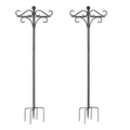2 Packs 91in Heavy Duty Double Shepherds Hook Bird Feeder Pole Garden Hanging Holder with 5 Adjustable Height 5 Prong Base for Bird Feeder Garden Plan
