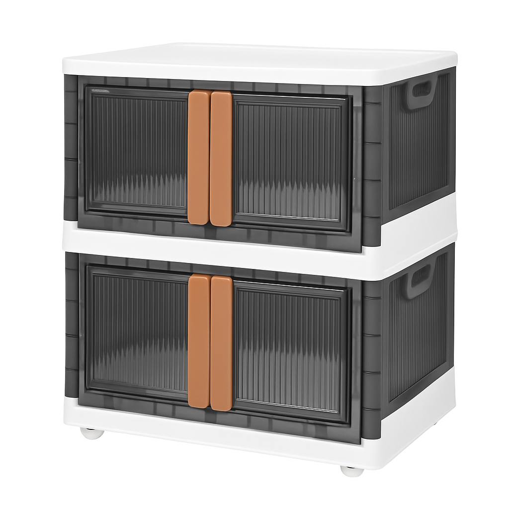 Foldable Storage Bins with Lid, Stackable Closet Organizer