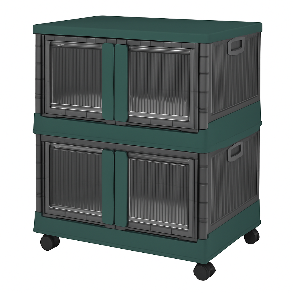 Foldable Storage Bins with Lid, Stackable Closet Organizer