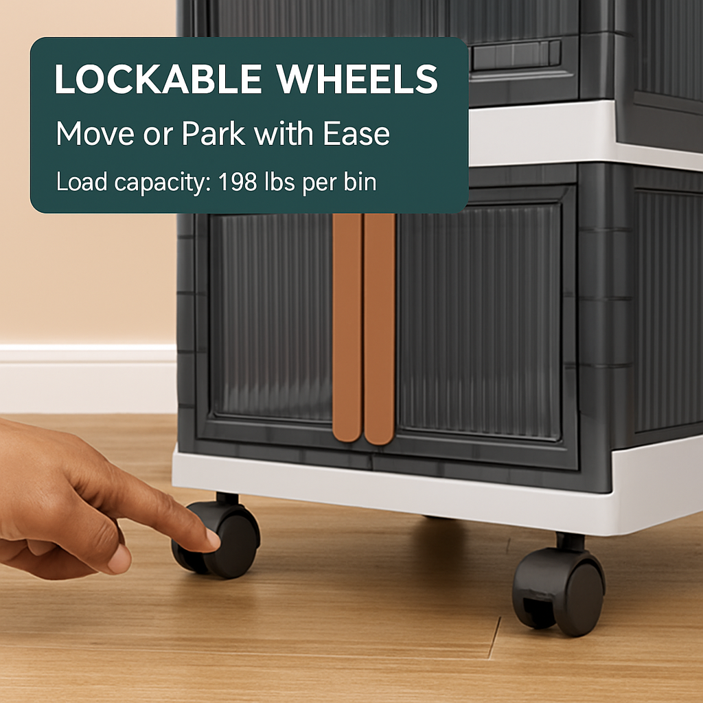 Foldable Storage Bins with Lid, Stackable Closet Organizer