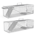 2Pcs 24X7.48X8.27IN Folding Humane Live Animal Trap Cages Easy To Catch And Release Foldable Cat Trap Galvanized Steel For Small Cats Squirrels Rabbit