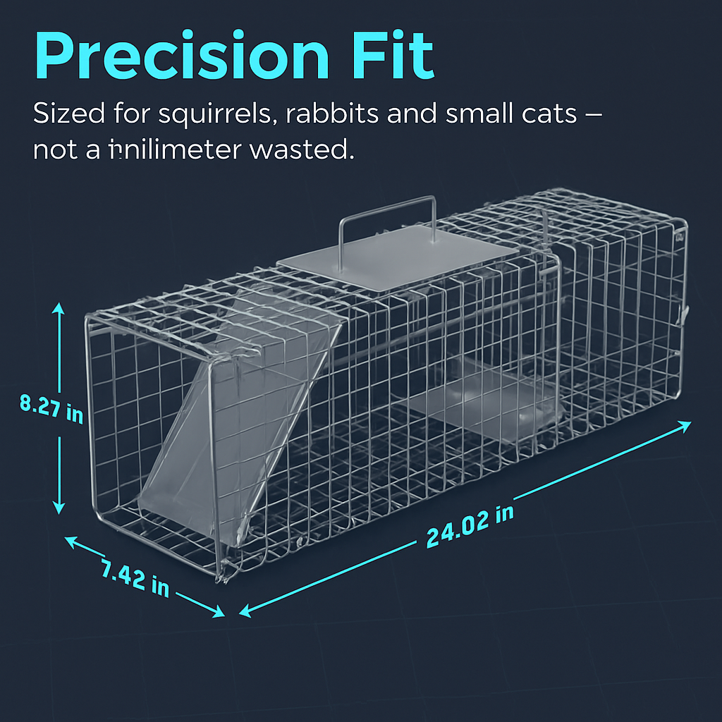 2Pcs 24X7.48X8.27IN Folding Humane Live Animal Trap Cages Easy To Catch And Release Foldable Cat Trap Galvanized Steel For Small Cats Squirrels Rabbit