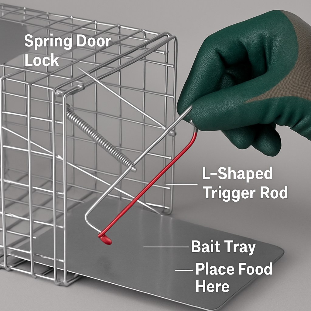 2Pcs 24X7.48X8.27IN Folding Humane Live Animal Trap Cages Easy To Catch And Release Foldable Cat Trap Galvanized Steel For Small Cats Squirrels Rabbit