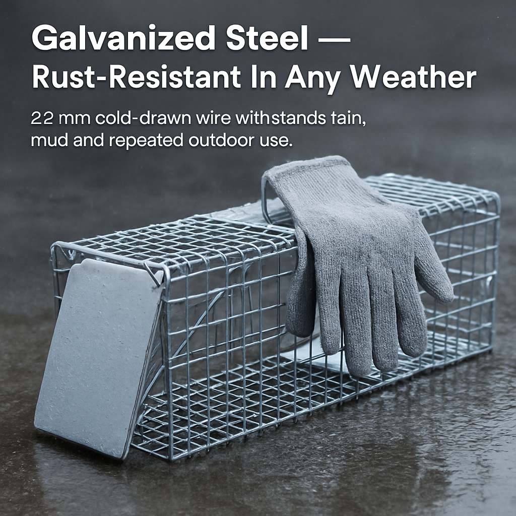 2Pcs 24X7.48X8.27IN Folding Humane Live Animal Trap Cages Easy To Catch And Release Foldable Cat Trap Galvanized Steel For Small Cats Squirrels Rabbit