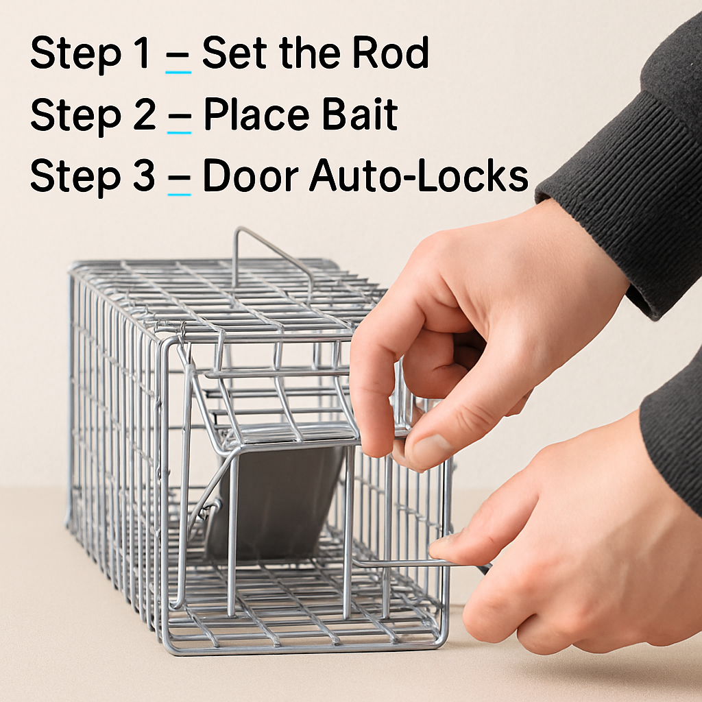 Foldable Rat Trap Cage, Humane Live Rodent Cage