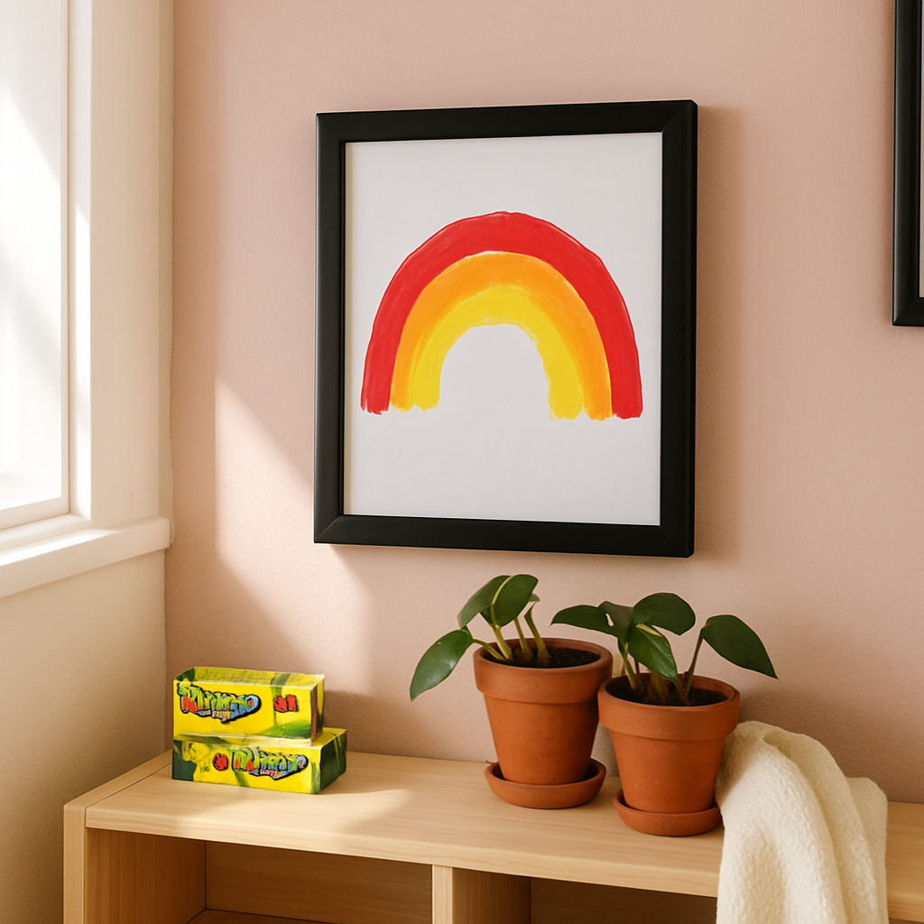 Kids Art Frame - Front-Opening Wooden Display for Artwork