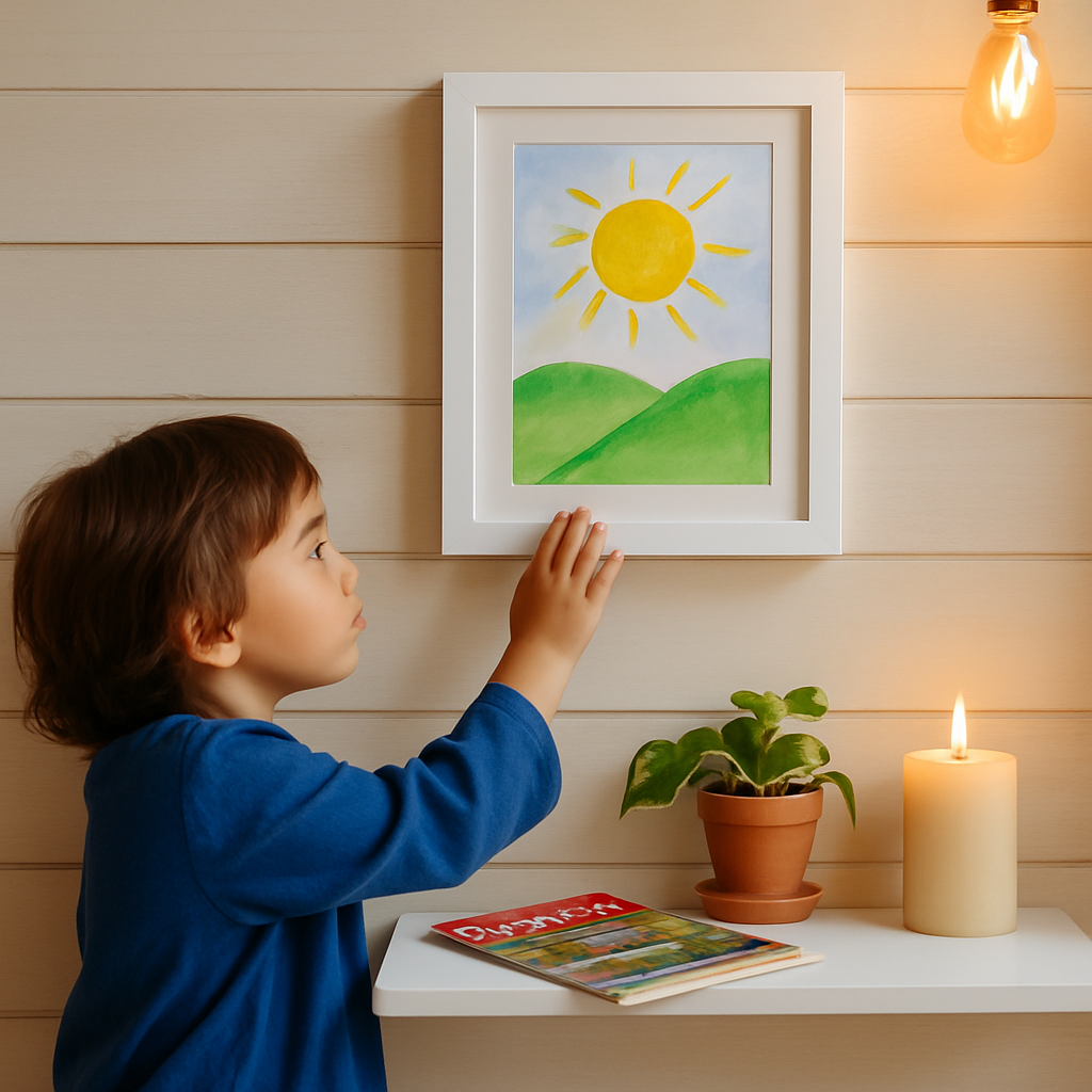 Kids Art Frame - Front-Opening Wooden Display for Artwork