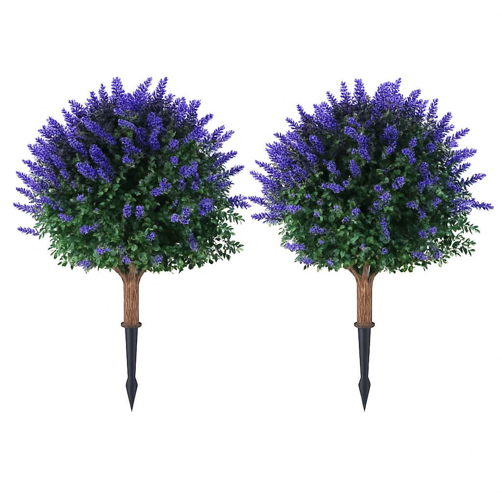 2 Packs Faux Boxwood Ball Trees Artificial Peanut Topiary Tree UV Resistant Artificial Shrubs Fake Plants Evergreen Artificial Bush with Ground Spike