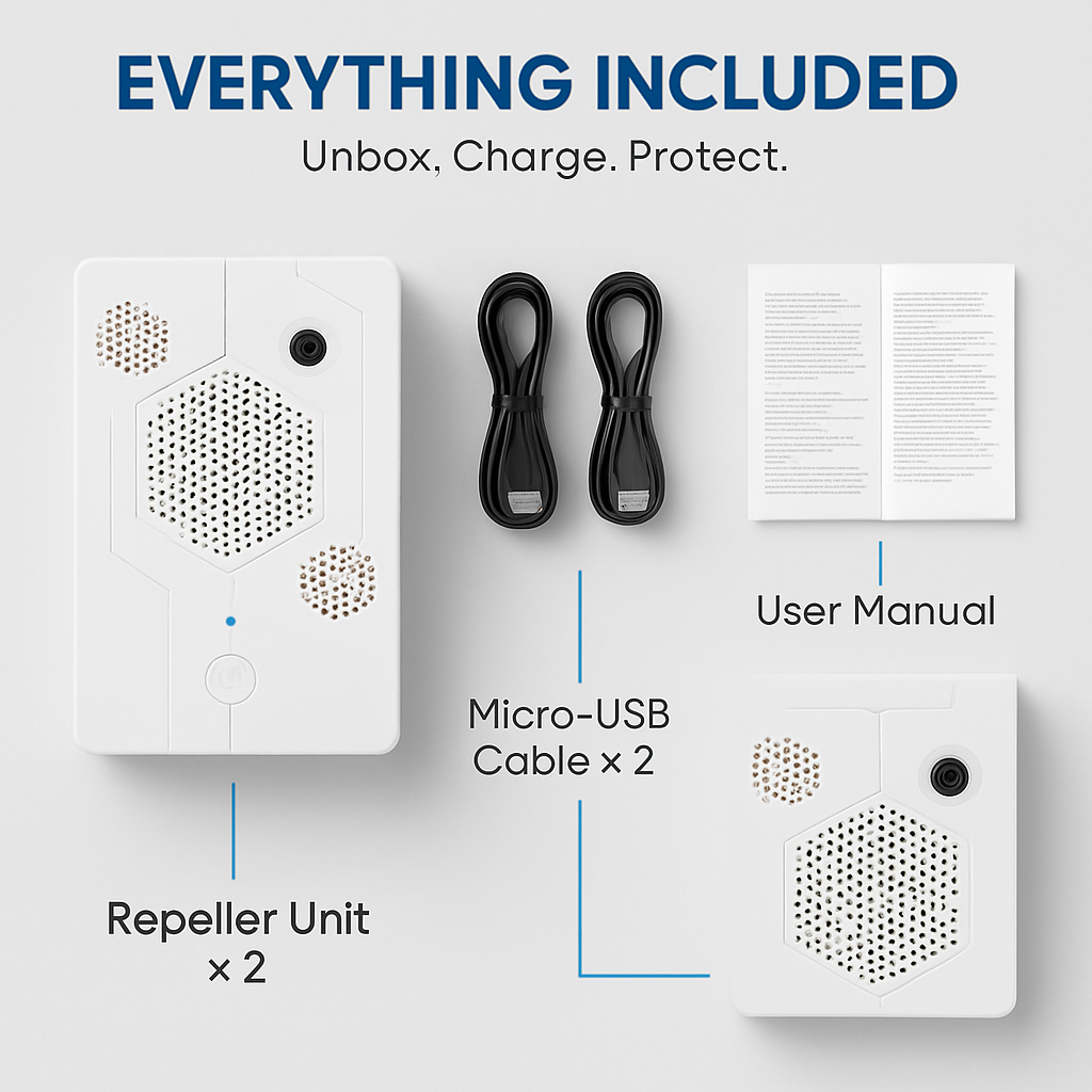 2Pack 2026 Upgraded Rechargeable Ultrasonic Bat Repellent Indoor Outdoor Bird Mouse Dog Deterrent Device with 3 Ultrasonic Speakers for Attic Porch Ho